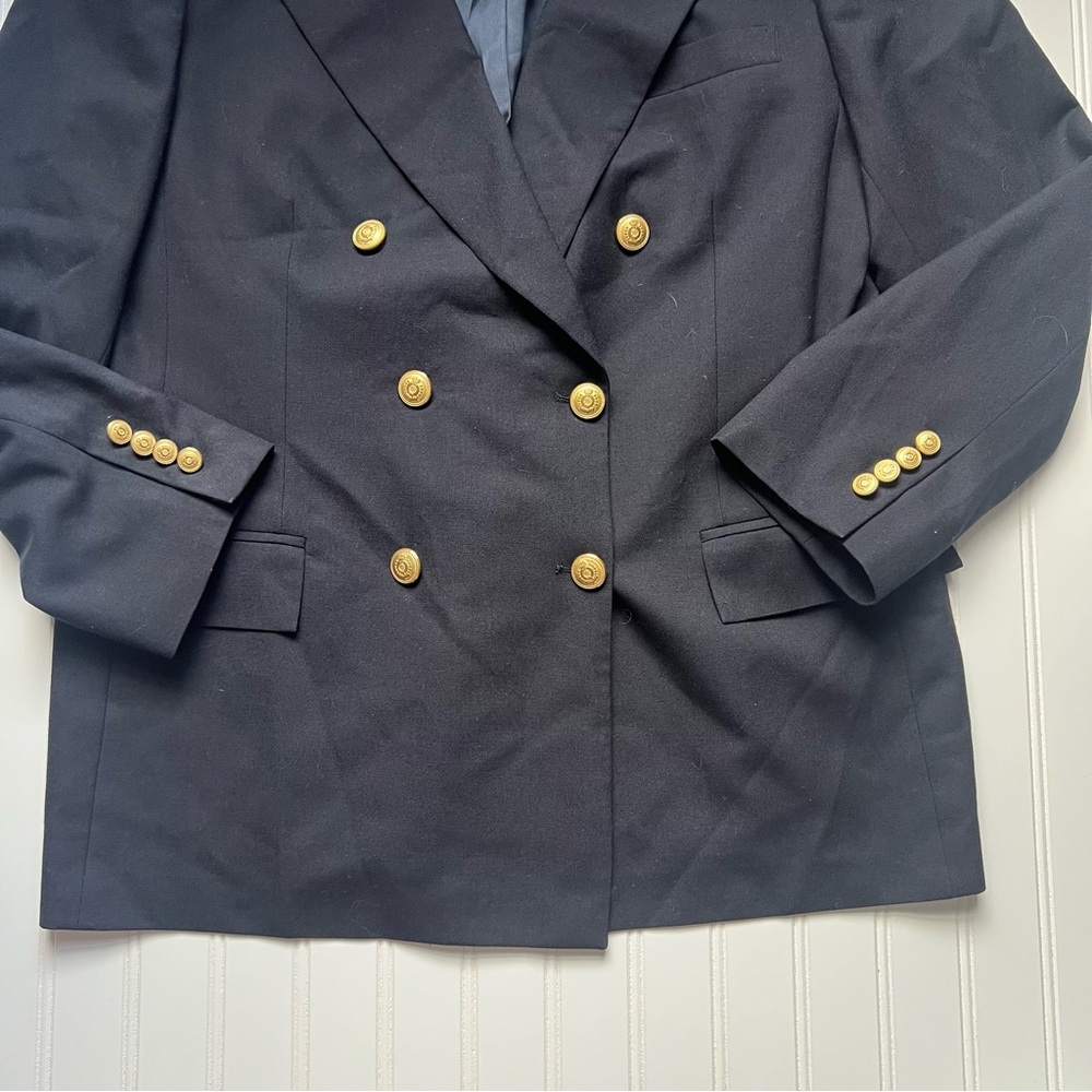 Brooks Brothers Black Double Breasted Blazer Gold Buttons - Picture 4 of 8